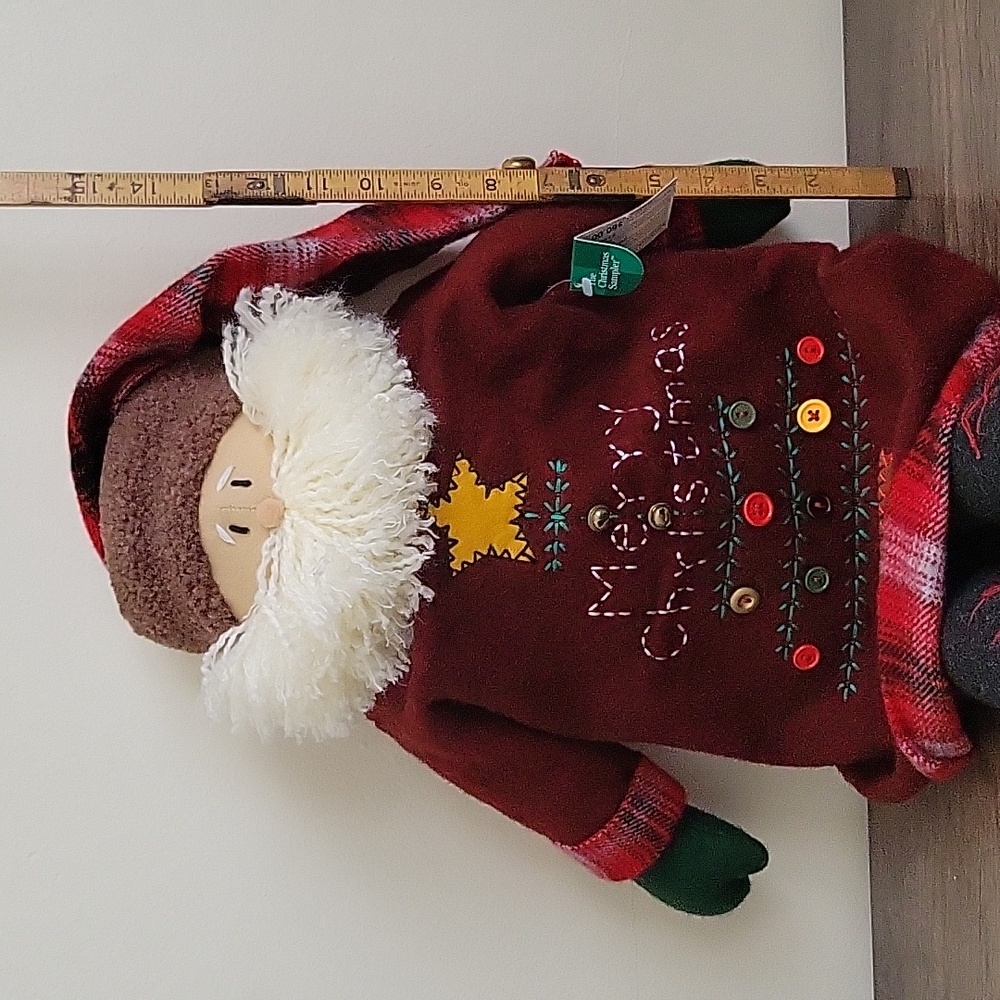 Large Russ Christmas Sampler Santa Decorative Plush Primitive Figure / Sitter - Picture 8 of 10